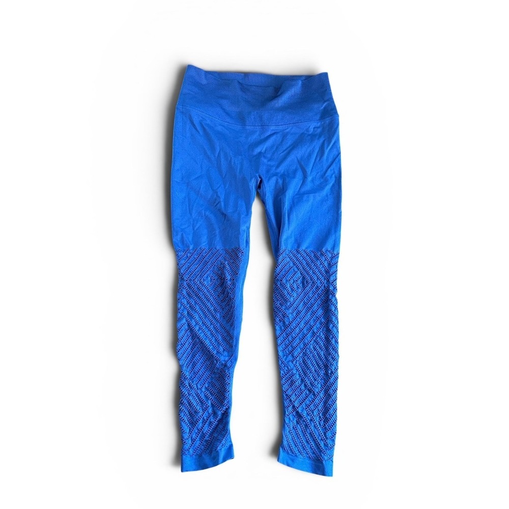 Victoria Sport Seamless Laser Cut Mesh Leggings Blue High Waist Sz L